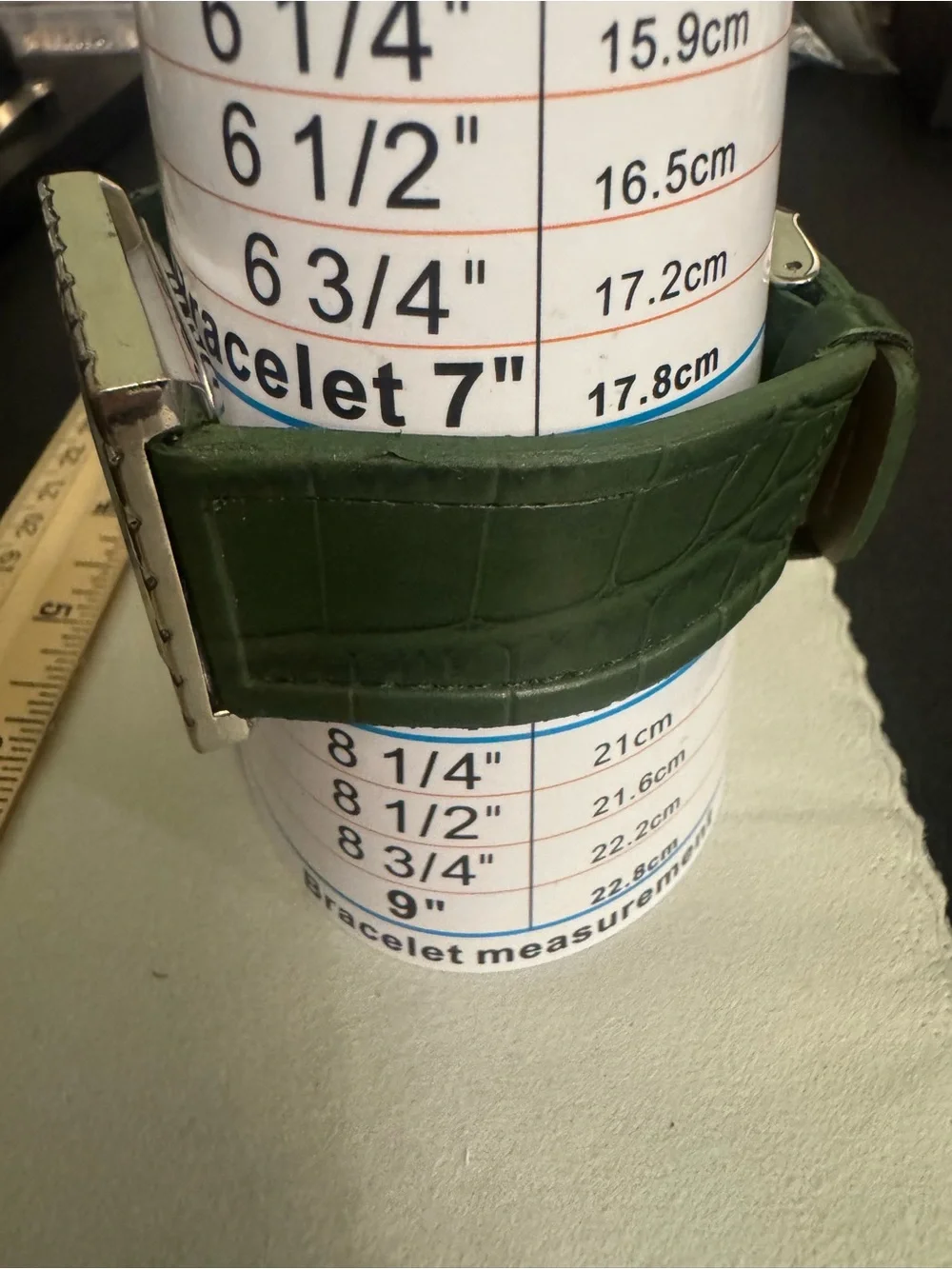 Bijoux Terner Green Leather Strap Digital Watch with Silver-Tone Case